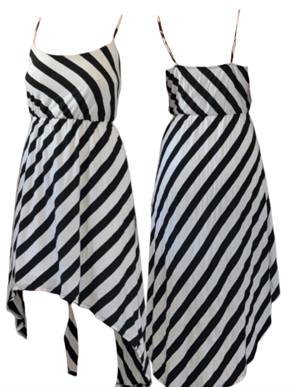 Charlotte Russe Black and White Diagonal Stripe High Low Dress